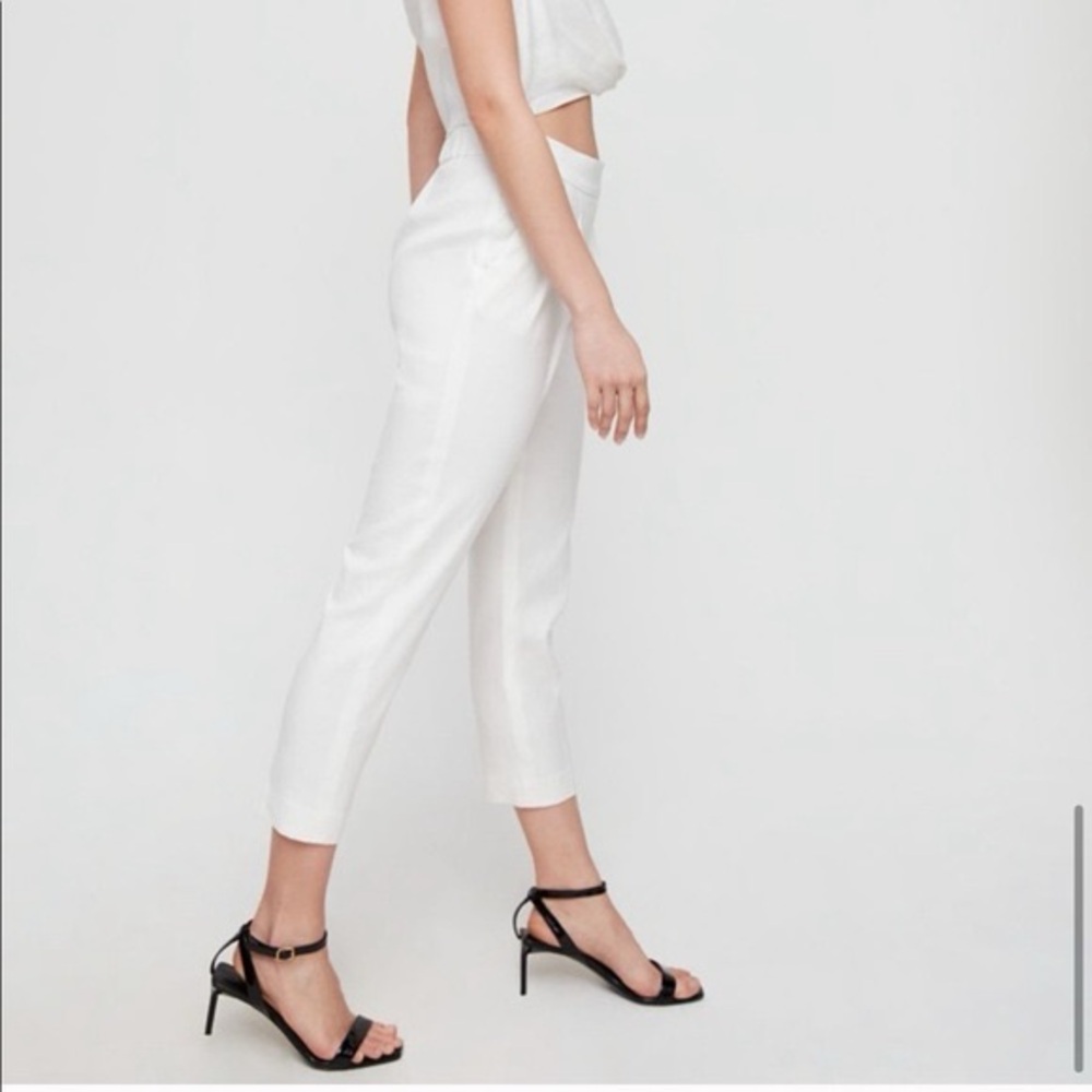 Aritzia Babaton White Tailored Ankle Pants